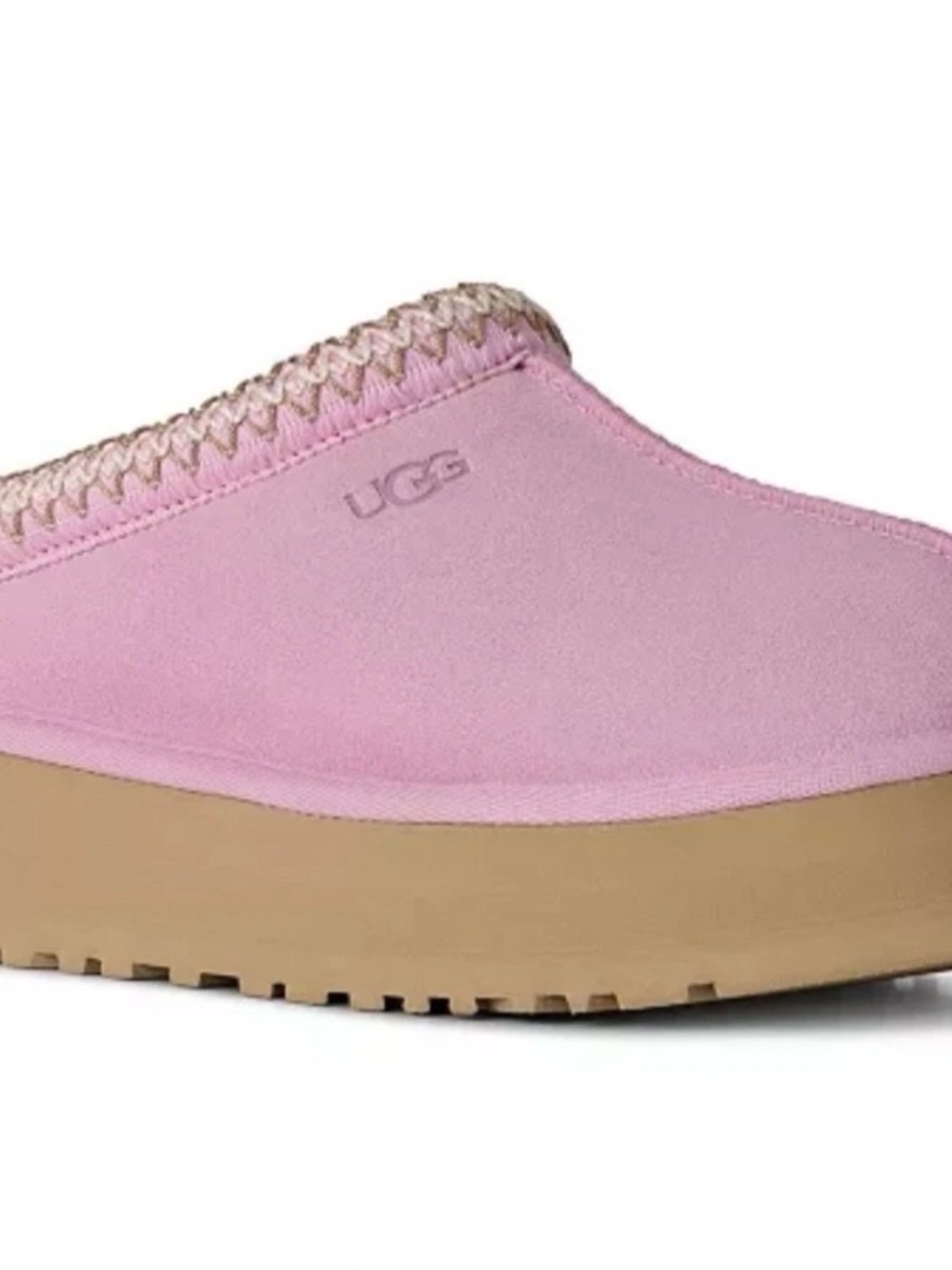UGG Women's Blush Pink Slip-On Platform Clog with Tan Sole